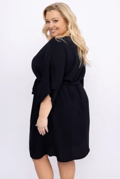 Czarna Tunika kimono LUNDIA<Polski Discount