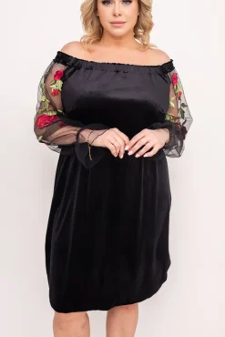 Czarna welurowa Sukienka MADAME<Polski Online