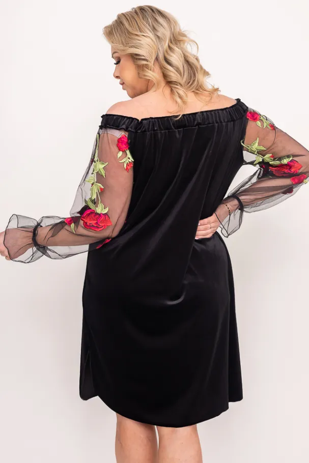 Czarna welurowa Sukienka MADAME<Polski Online