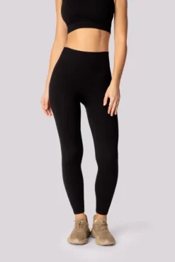 Czarne Legginsy prążkowane RIBBED<Polski Sale