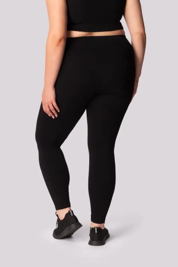 Czarne Legginsy prążkowane RIBBED<Polski Sale