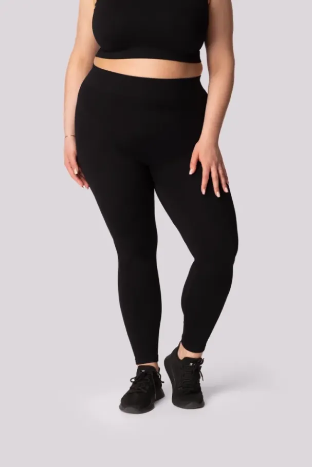 Czarne Legginsy prążkowane RIBBED<Polski Sale