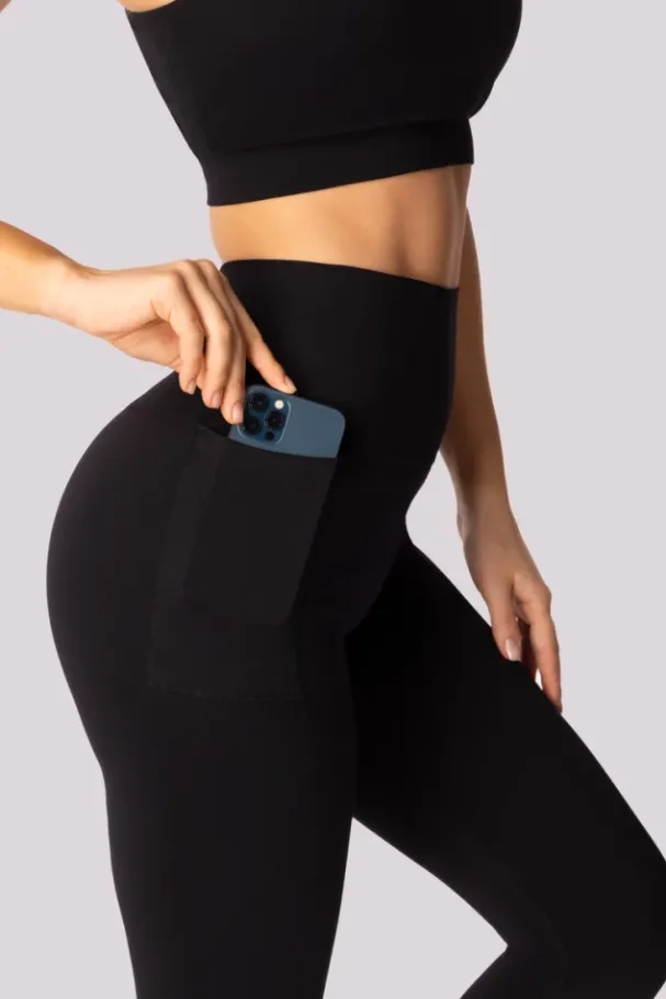 Czarne Legginsy z kieszonką BASE<Polski Online