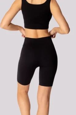 Czarne Spodenki bikery prążkowane RIBBED<Polski Sale