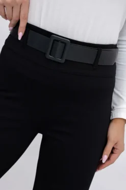 Czarne Spodnie z paskiem TRIMI<Włoski Outlet