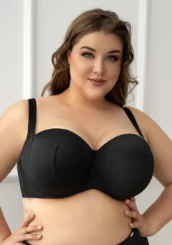 Czarny Biustonosz od stroju kąpielowego BEACH Soft Side Support<Polski