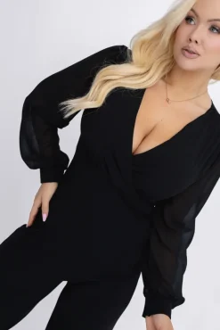 Kombinezon z prześwitującymi rękawami KOBERI<Włoski Hot