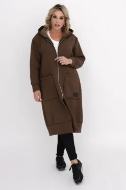 Czekoladowa Bluza ocieplana VERMEN<Włoski Outlet