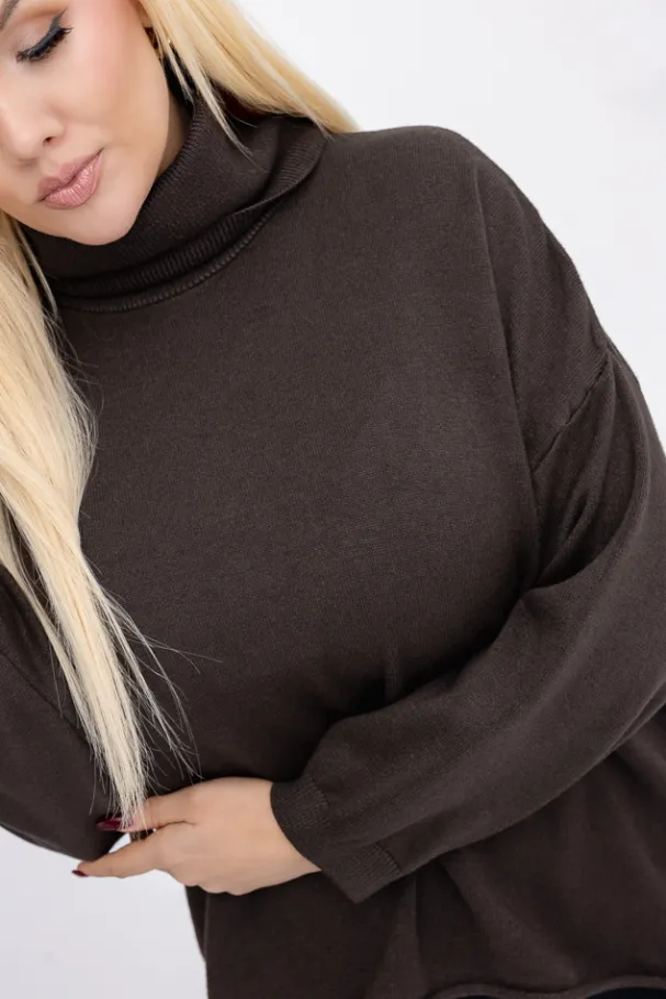 Czekoladowy Sweter z golfem XENTI<Włoski New