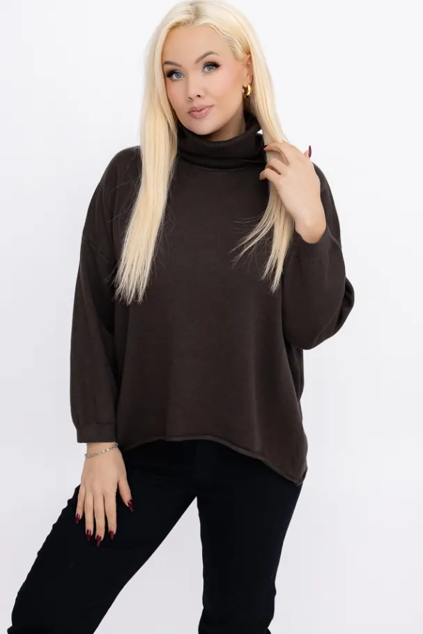 Czekoladowy Sweter z golfem XENTI<Włoski New
