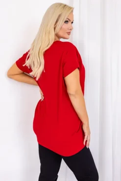 Czerwona Bluzka MINSI Wzór 8<Włoski Discount