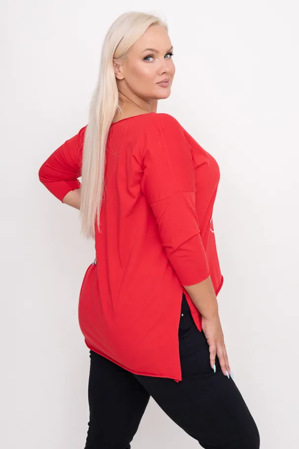Czerwona Bluzka REVUMI Wzór 1<Włoski Hot