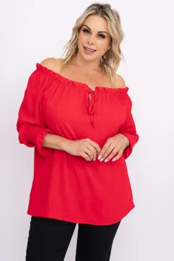 Czerwona Bluzka SEGAYO<Włoski Sale