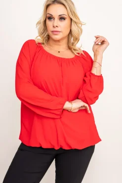 Czerwona Bluzka szyfonowa HILL<Włoski Outlet