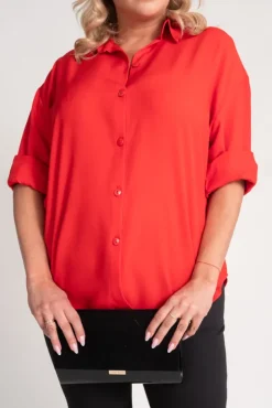 Czerwona Koszula oversize DEMENO<Polski Sale