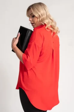 Czerwona Koszula oversize DEMENO<Polski Sale