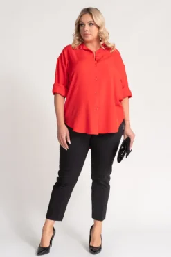 Czerwona Koszula oversize DEMENO<Polski Sale