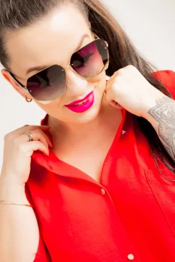 Czerwona Koszula ze stójką LERIA<Polski Best