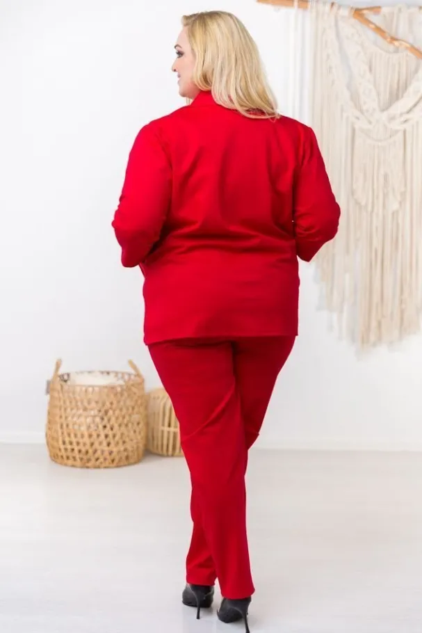 Czerwona Marynarka BAKIOLA Plus Size<Polski Outlet