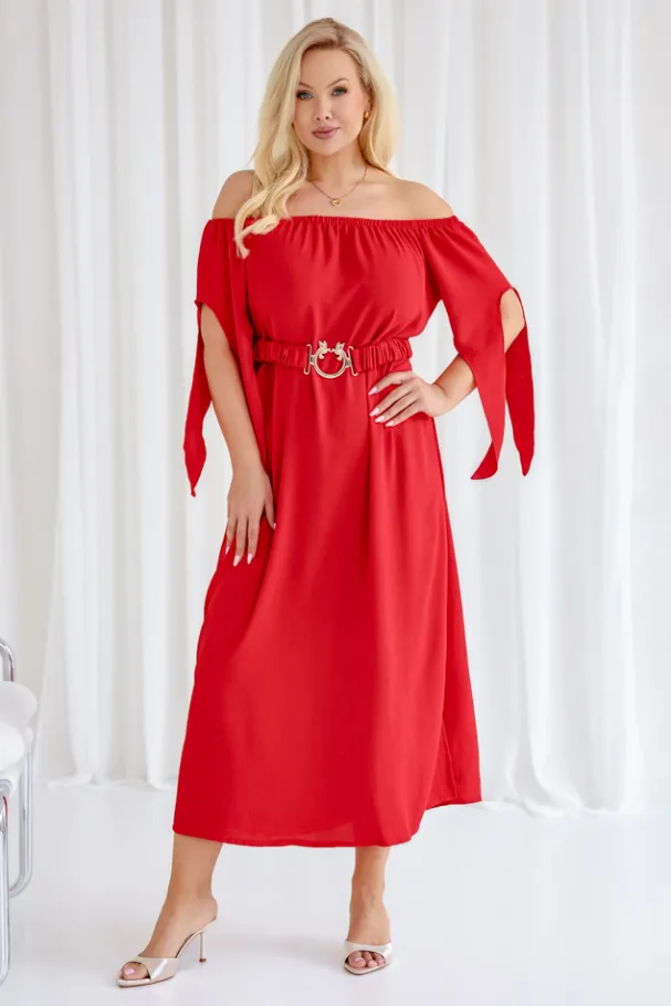 Czerwona Sukienka DERTUZI<Polski Sale