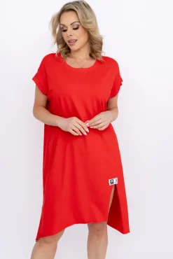 Czerwona Sukienka LUKRIZO<Włoski Sale