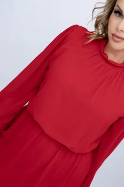 Czerwona Sukienka szyfonowa SEGERTO<Włoski Sale