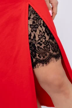 Czerwona Sukienka z koronką BERMENTO<Włoski Hot