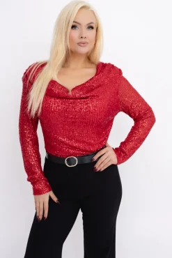 Czerwone Body cekinowe MUSSILO<Włoski Hot