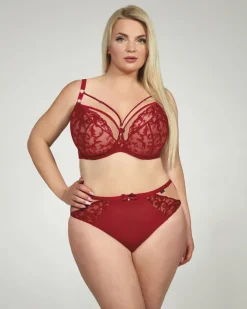 Czerwone Figi CLARISA Wysoki Stan<Polski Discount