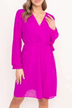 Fioletowa Sukienka Elegancka PERLA<Włoski Discount
