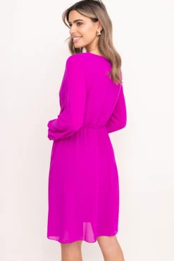 Fioletowa Sukienka Elegancka PERLA<Włoski Discount