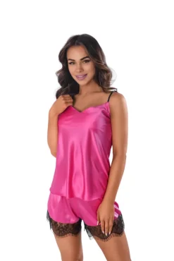Fuksjowa Piżama satynowa SHORTS+CLASSIC TOP FRIVOLIE<Polski