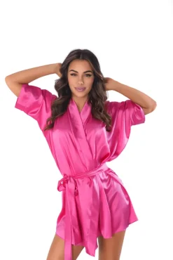 Fuksjowy Szlafrok satynowy kimono MAGENTA KIMON SLEVES<Polski Outlet