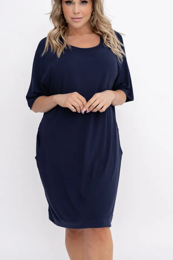 Granatowa Sukienka BERIA<Polski Best