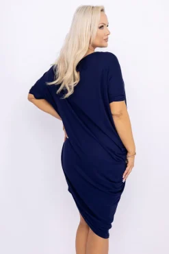 Granatowa Sukienka CASUAL FASHION<Polski Best