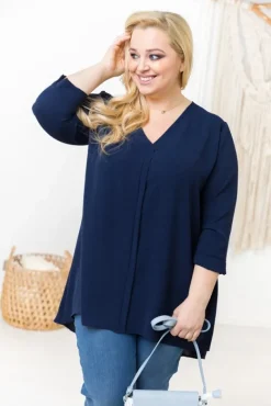 Granatowa Tunika CENZA Plus Size<Polski Online