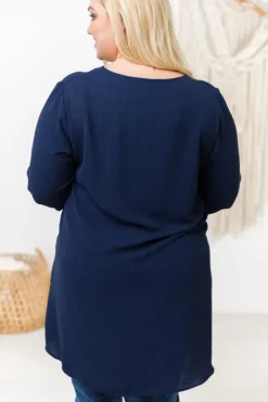 Granatowa Tunika CENZA Plus Size<Polski Online