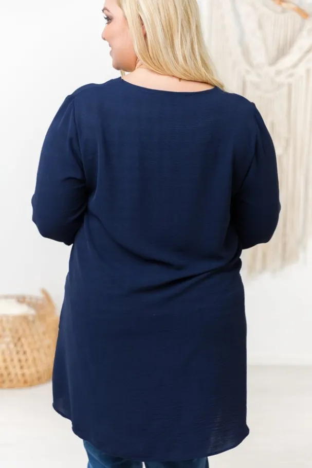 Granatowa Tunika CENZA Plus Size<Polski Online