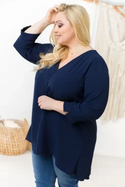 Granatowa Tunika CENZA Plus Size<Polski Online