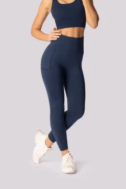 Granatowe Legginsy z kieszonką BASE<Polski New