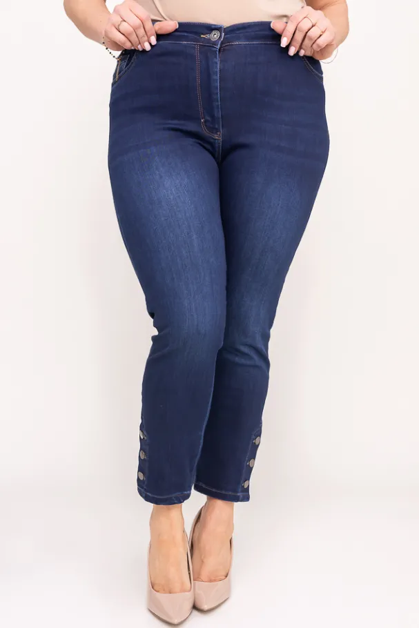Granatowe Spodnie Jeansowe 7/8 BURENO< Hot
