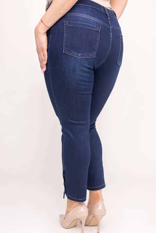 Granatowe Spodnie Jeansowe 7/8 BURENO< Hot