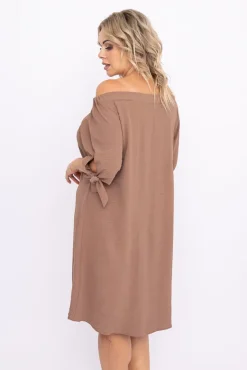 Jasnobrązowa Sukienka ROSINA<Polski Hot