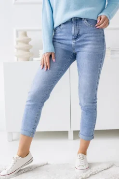 Jasnoniebieskie Spodnie Jeansowe momfit SILI<Włoski Discount