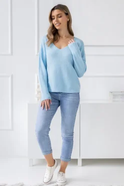 Jasnoniebieskie Spodnie Jeansowe momfit SILI<Włoski Discount