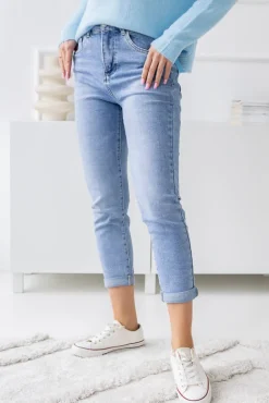 Jasnoniebieskie Spodnie Jeansowe momfit SILI<Włoski Discount