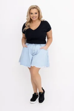 Jasnoniebieskie Szorty jeansowe POPPY<Włoski Outlet