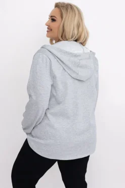 Jasnoszara Bluza z kapturem KORDIEN<Włoski Discount