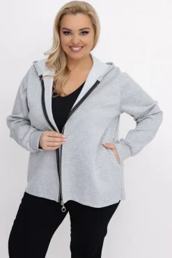Jasnoszara Bluza z kapturem KORDIEN<Włoski Discount