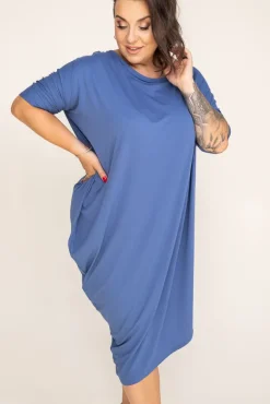 Jeansowoniebieska Sukienka CASUAL FASHION<Polski